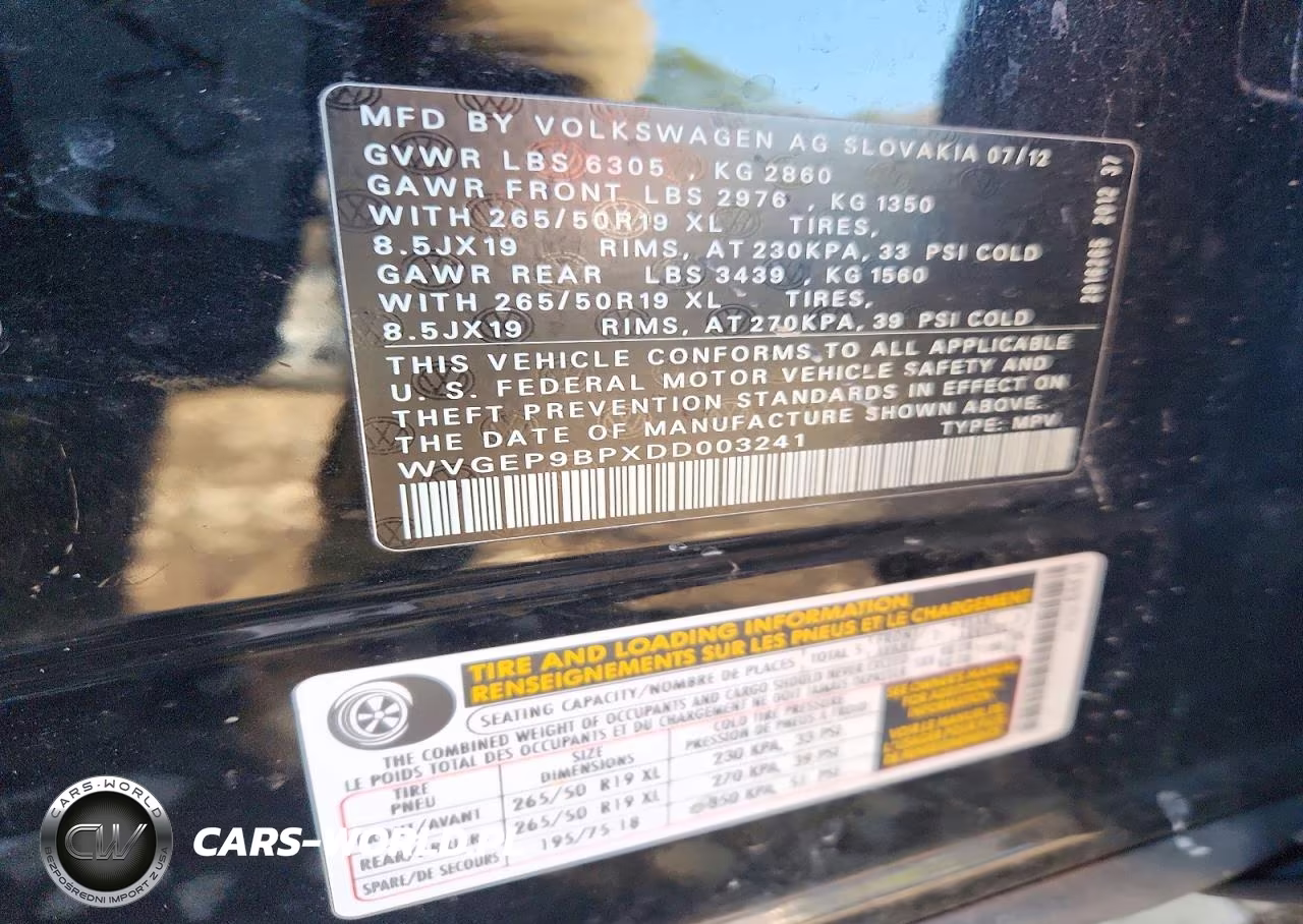 2013 Volkswagen Touareg V6 Tdi VIN:WVGEP9BPXDD003241 - 13