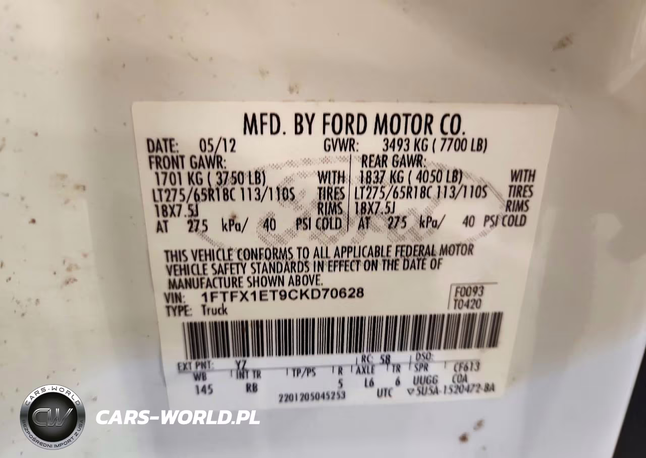 2012 Ford F150 Super Cab VIN:1FTFX1ET9CKD70628 - 12