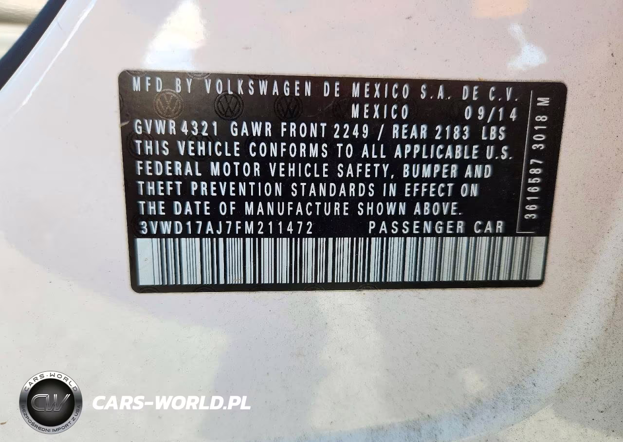 2015 Volkswagen Jetta Se VIN:3VWD17AJ7FM211472 - 12