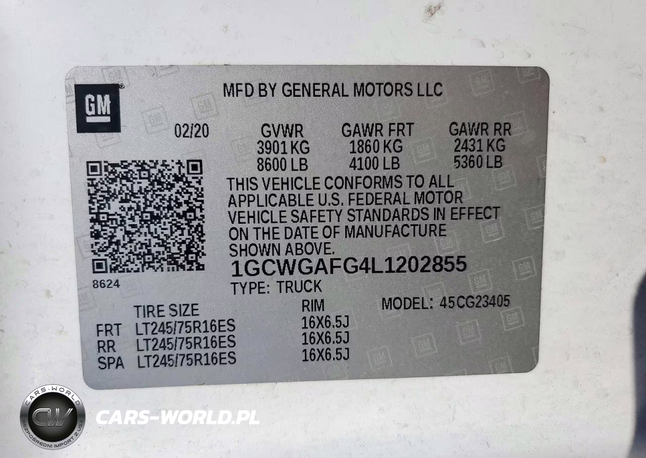 2020 Chevrolet Express 2500 Cargo Delivery Van VIN:1GCWGAFG4L1202855 - 13