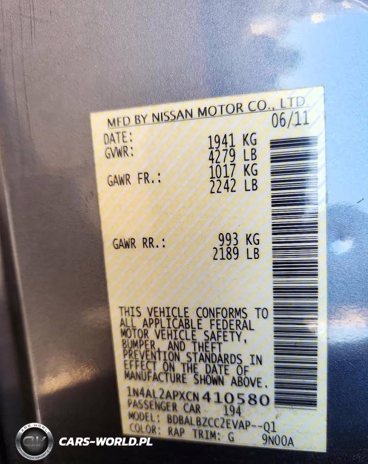 2012 Nissan Altima 2.5 VIN:1N4AL2APXCN410580 - 12