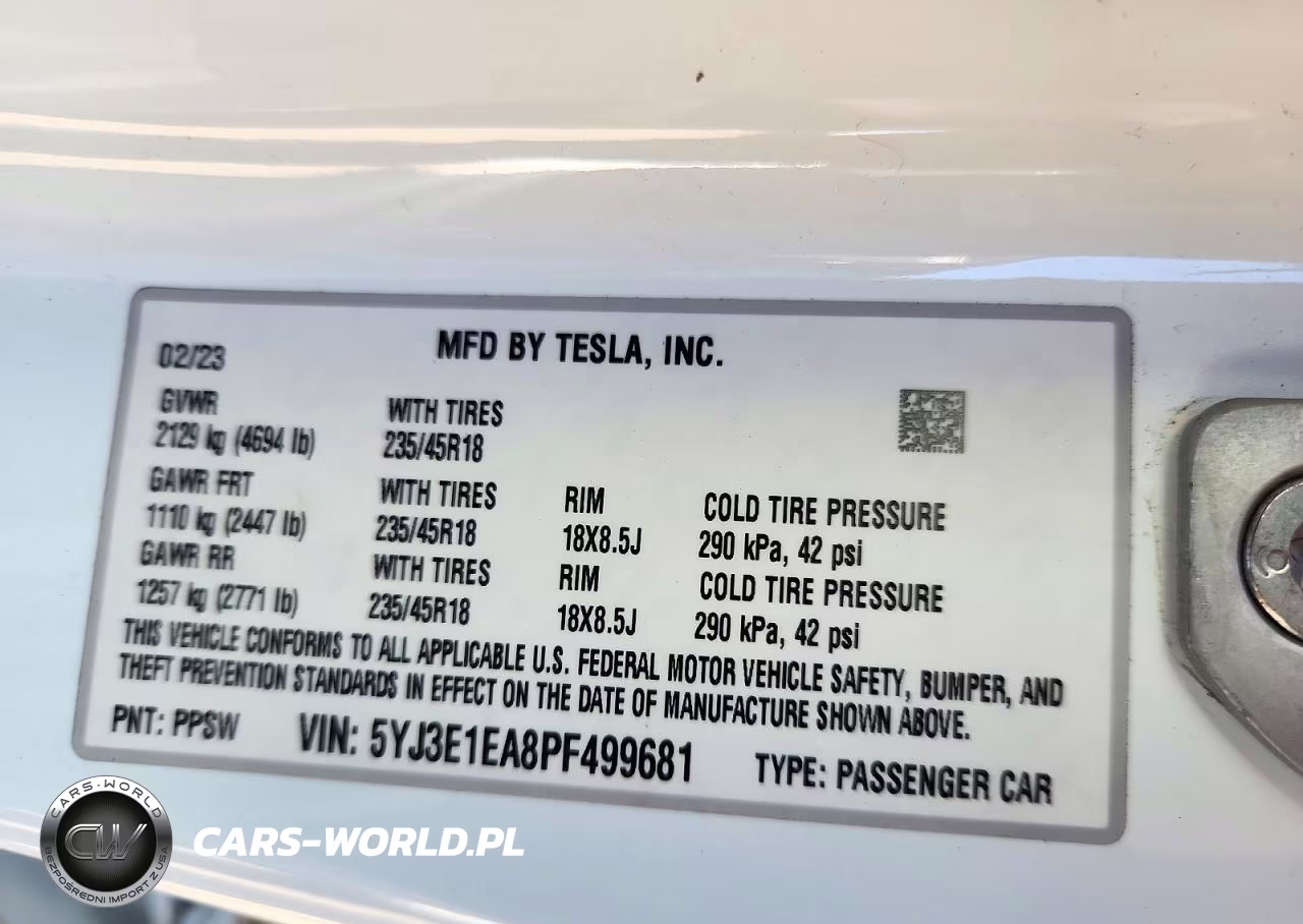 2023 Tesla Model 3 VIN:5YJ3E1EA8PF499681 - 12