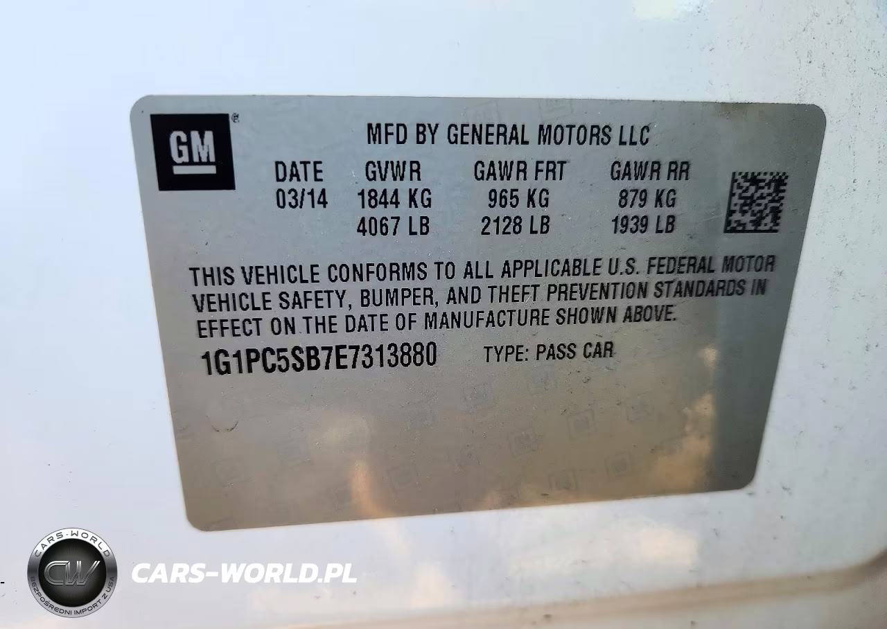2014 Chevrolet Cruze Lt VIN:1G1PC5SB7E7313880 - 12