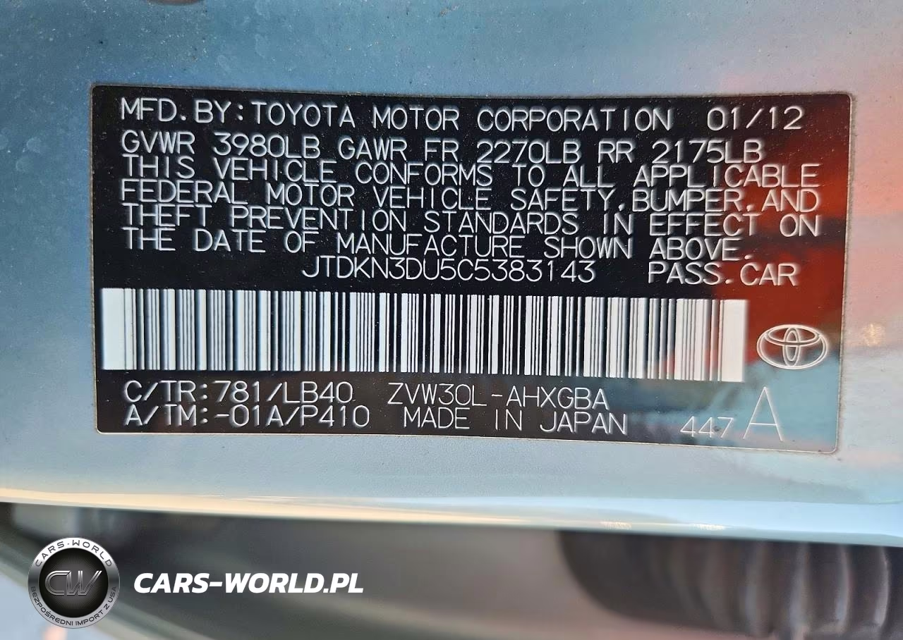 2012 Toyota Prius Four VIN:JTDKN3DU5C5383143 - 12