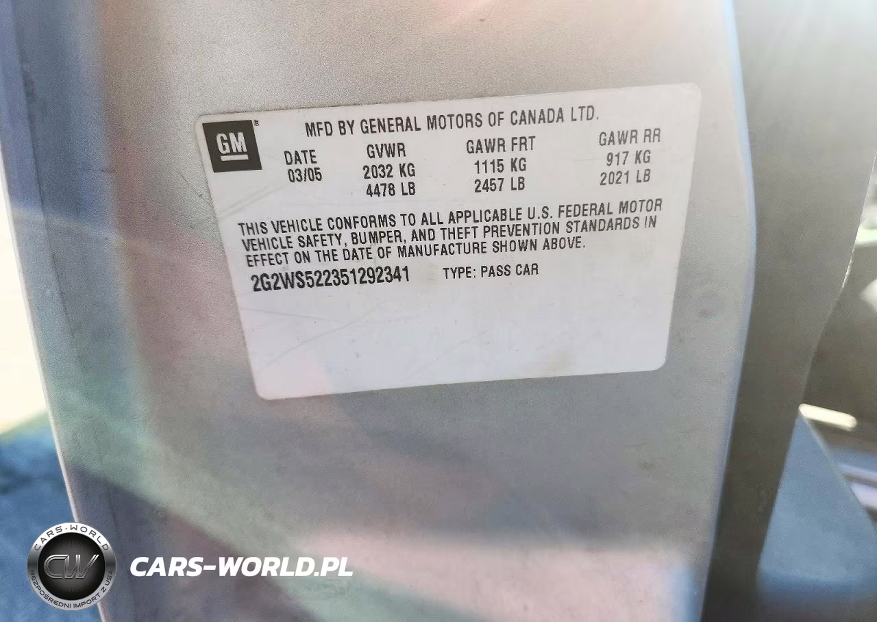 2005 Pontiac Grand Prix Gt VIN:2G2WS522351292341 - 12