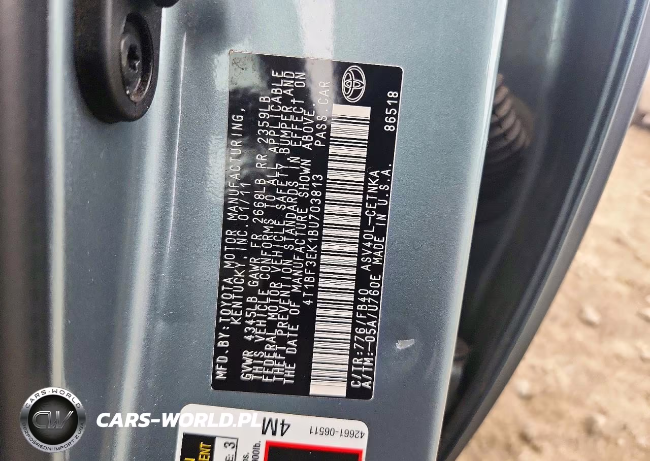 2011 Toyota Camry Base VIN:4T1BF3EK1BU703813 - 13