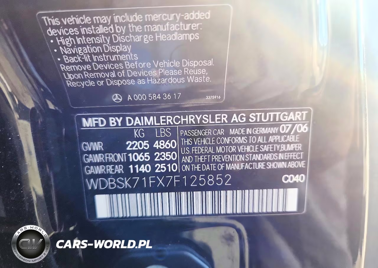 2007 Mercedes-Benz Sl 550 VIN:WDBSK71FX7F125852 - 12