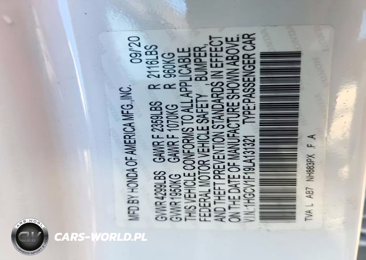 2020 Honda Accord Lx VIN:1HGCV1F19LA131321 - 13