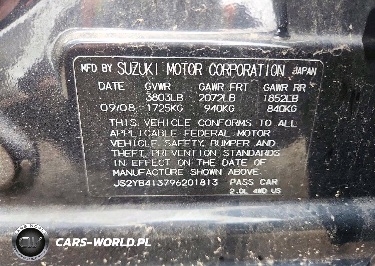2009 Suzuki Sx4 Technology VIN:JS2YB413796201813 - 12
