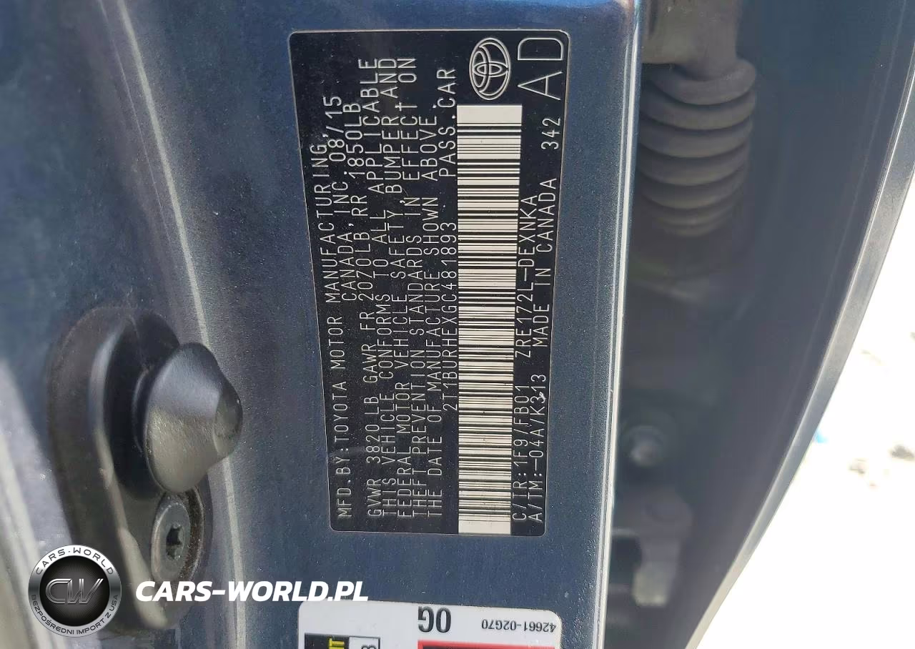2016 Toyota Corolla Le VIN:2T1BURHEXGC481893 - 13