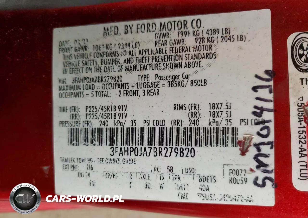 2011 Ford Fusion Sel VIN:3FAHP0JA7BR279820 - 12