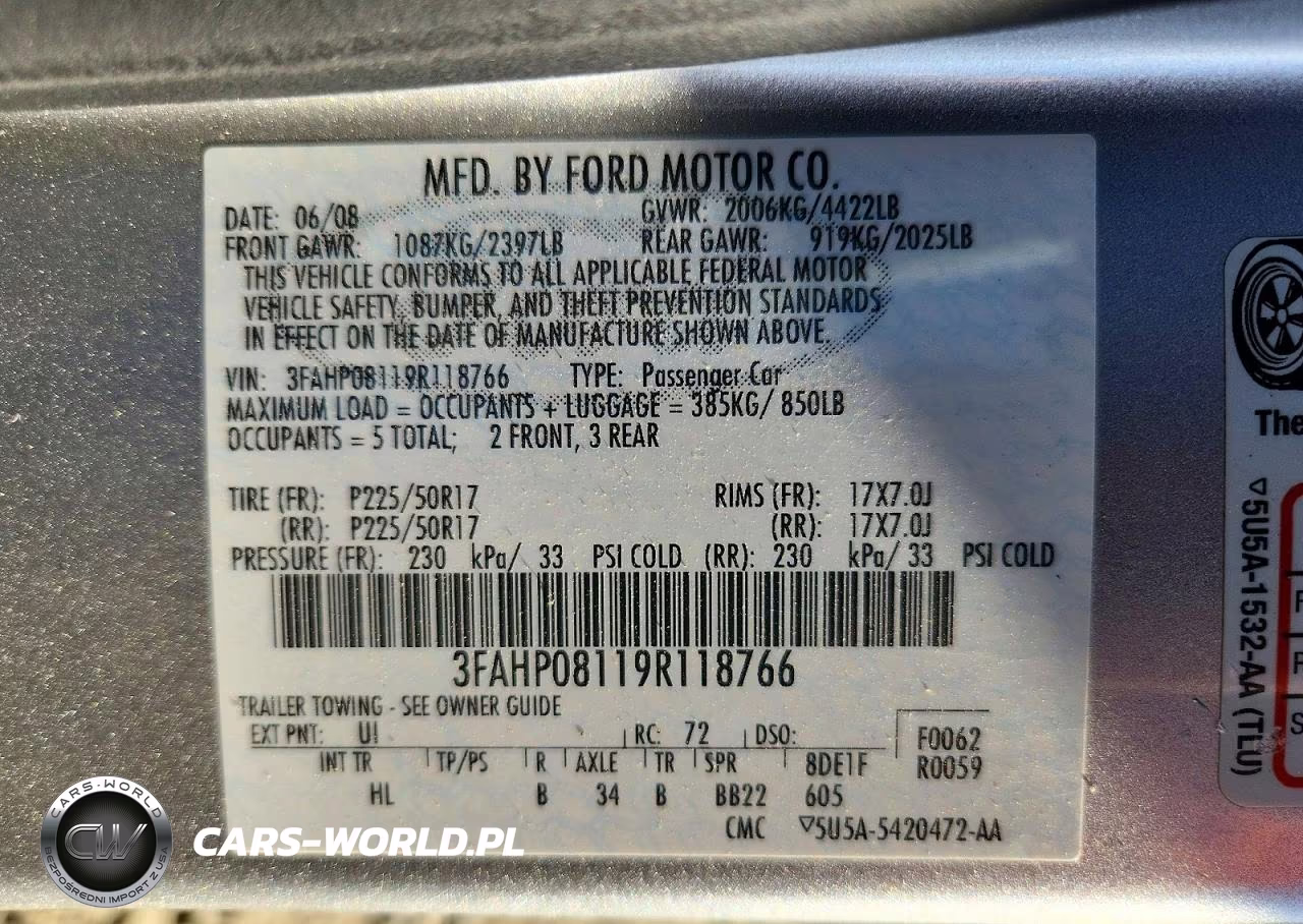 2009 Ford Fusion Sel VIN:3FAHP08119R118766 - 12
