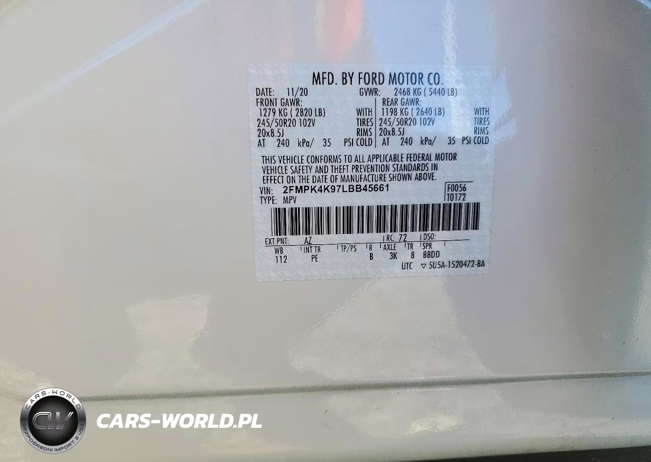 2020 Ford Edge Titanium VIN:2FMPK4K97LBB45661 - 12