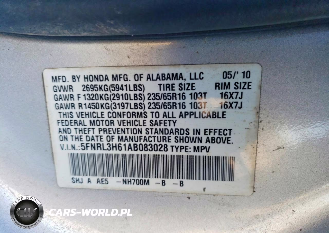 2010 Honda Odyssey Exl VIN:5FNRL3H61AB083028 - 13