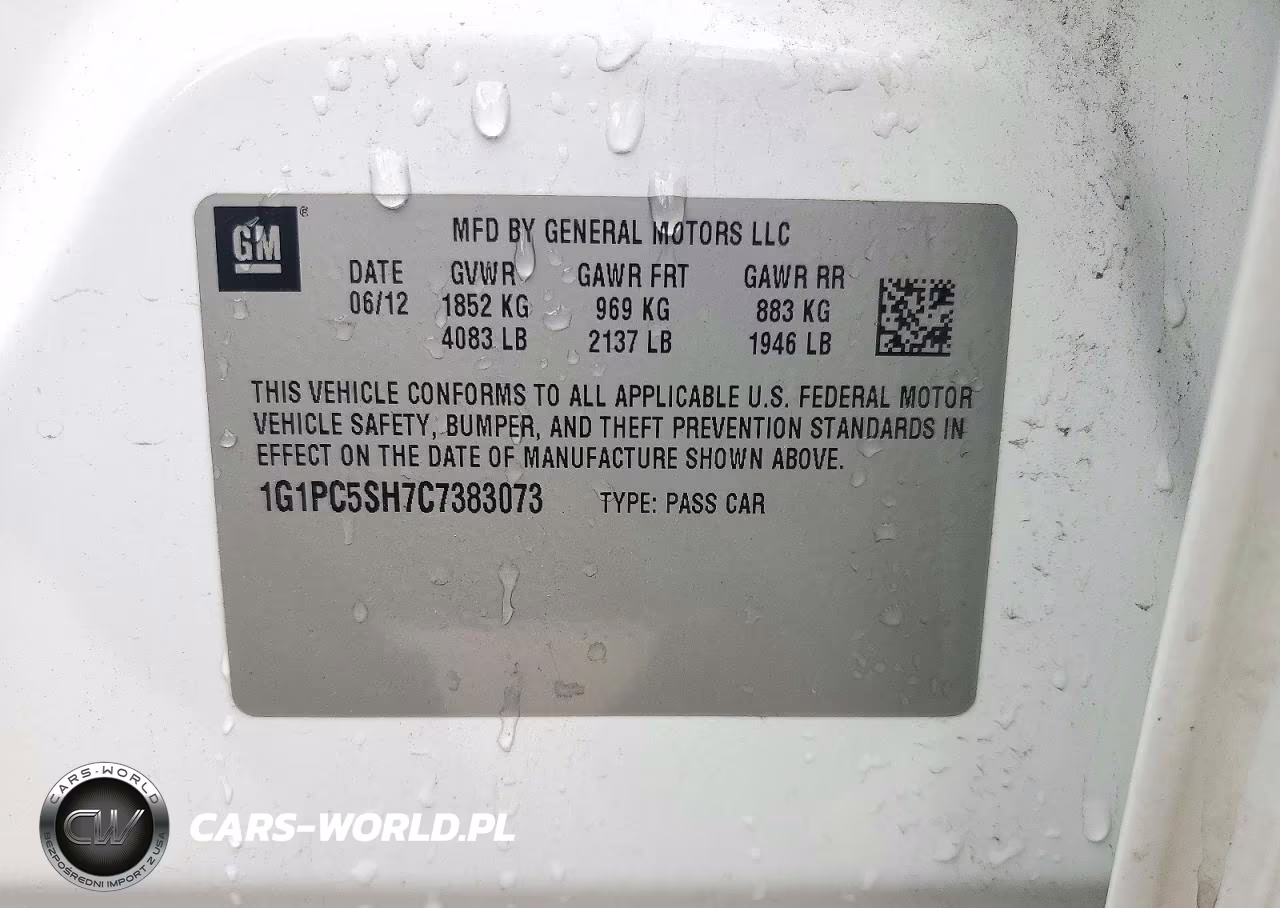 2012 Chevrolet Cruze Ls VIN:1G1PC5SH7C7383073 - 12