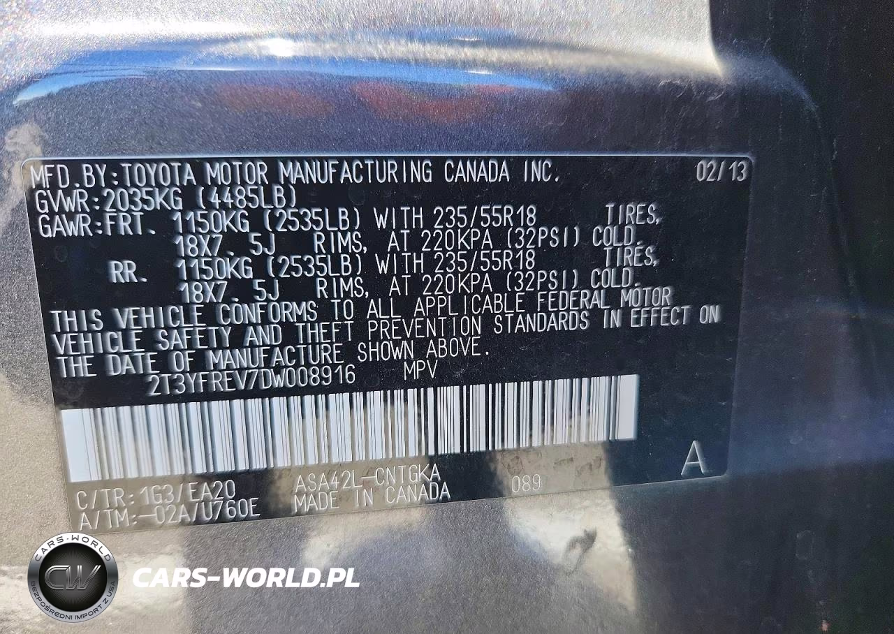 2013 Toyota Rav4 Limited VIN:2T3YFREV7DW008916 - 12