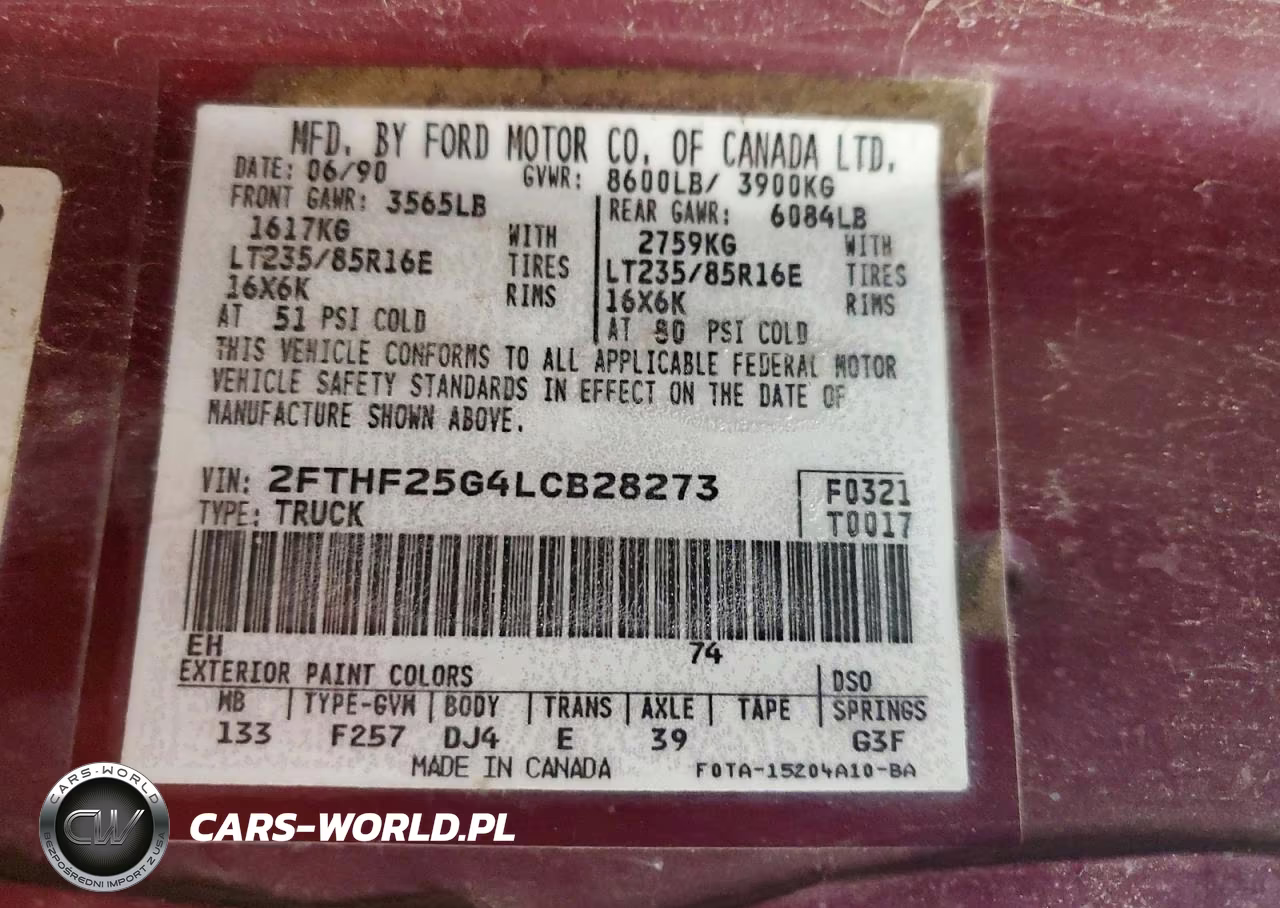 1990 Ford F250 VIN:2FTHF25G4LCB28273 - 12