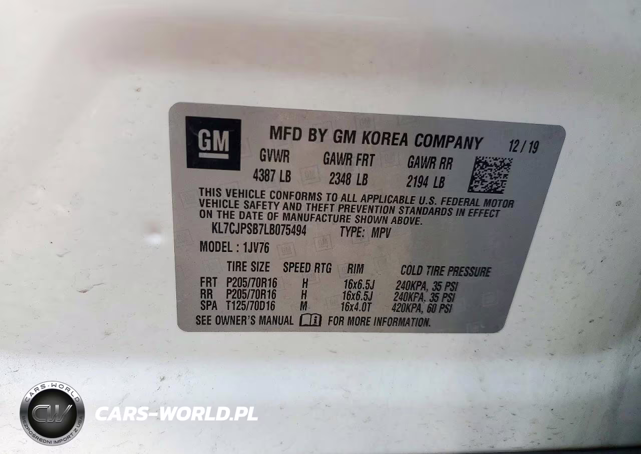 2020 Chevrolet Trax 1Lt VIN:KL7CJPSB7LB075494 - 13