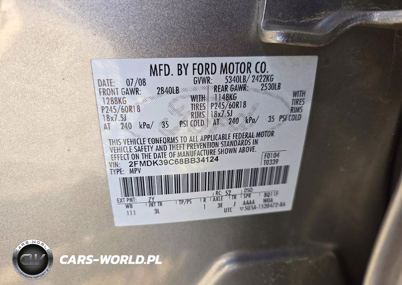 2008 Ford Edge Limited VIN:2FMDK39C68BB34124 - 13
