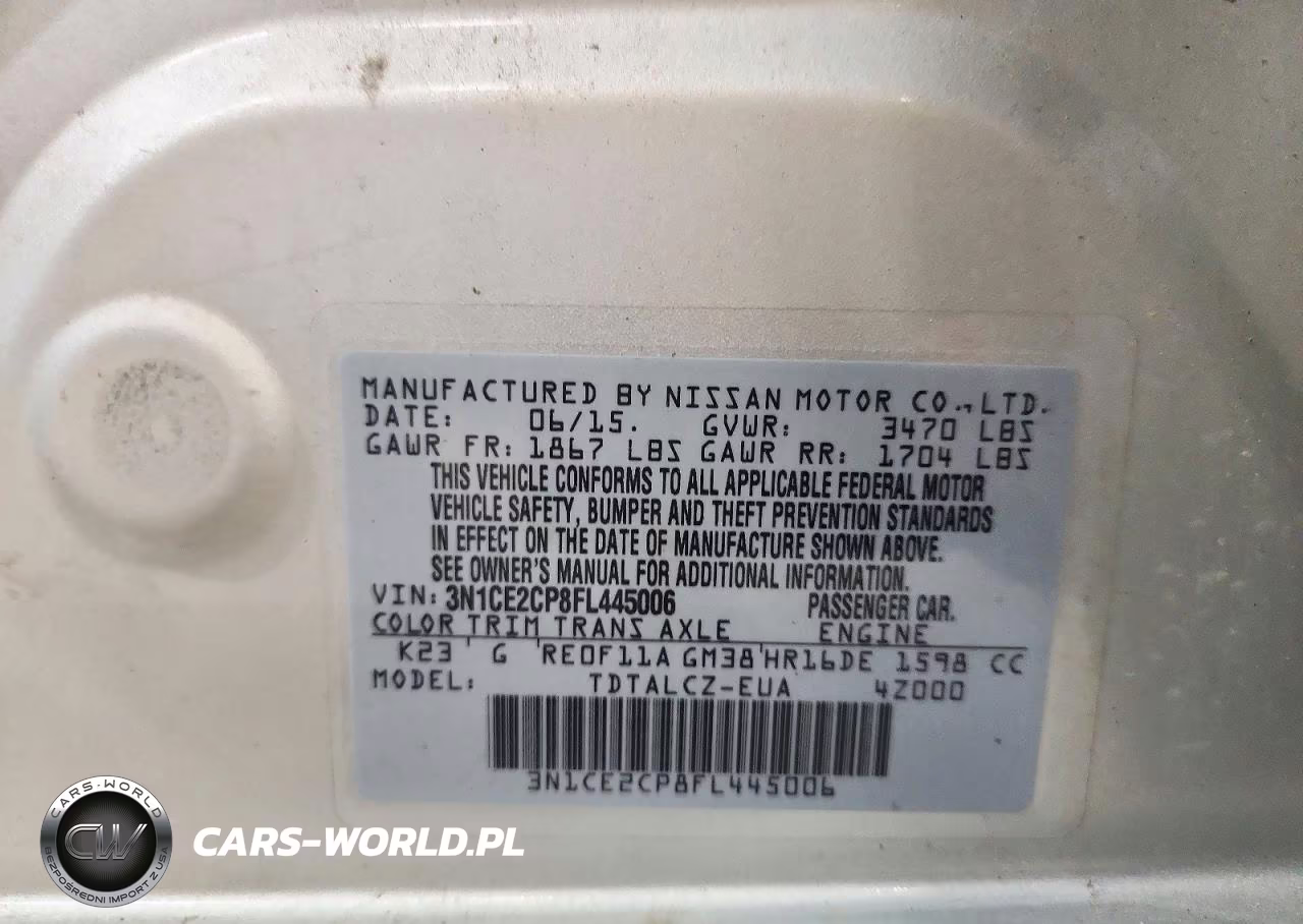 2015 Nissan Versa Note S Plus VIN:3N1CE2CP8FL445006 - 12
