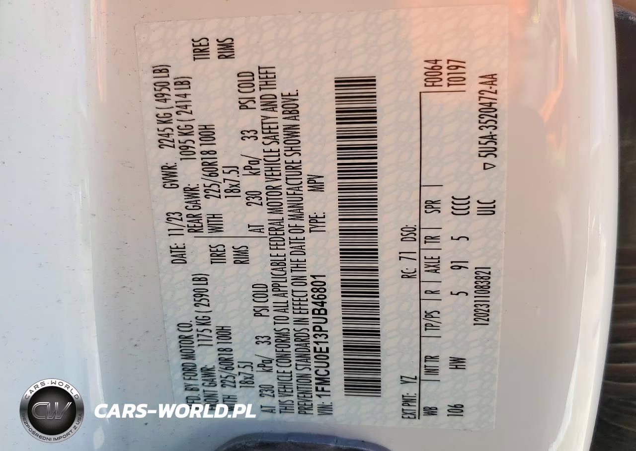 2023 Ford Escape VIN:1FMCU0E13PUB46801 - 14