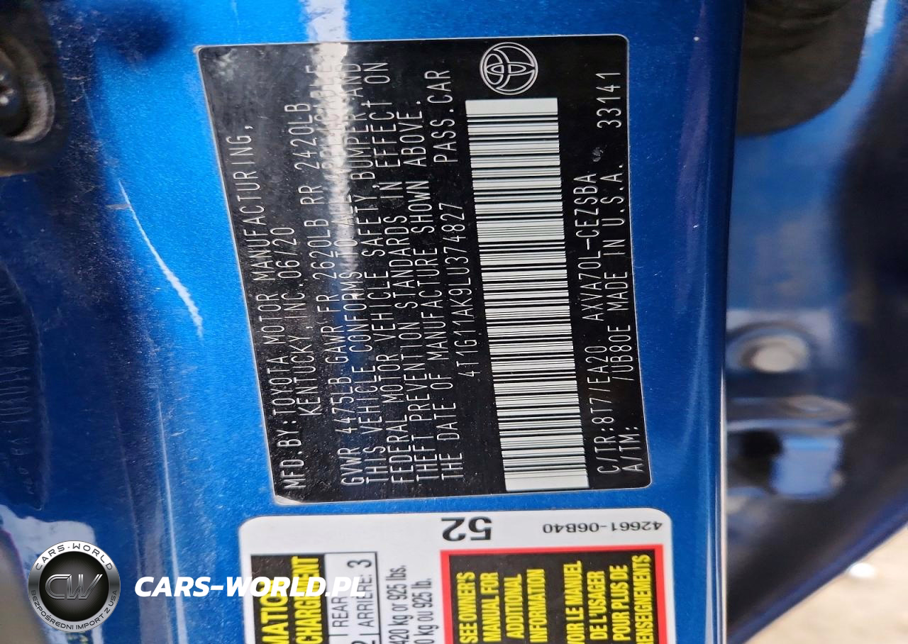 2020 Toyota Camry Se VIN:4T1G11AK9LU374827 - 12