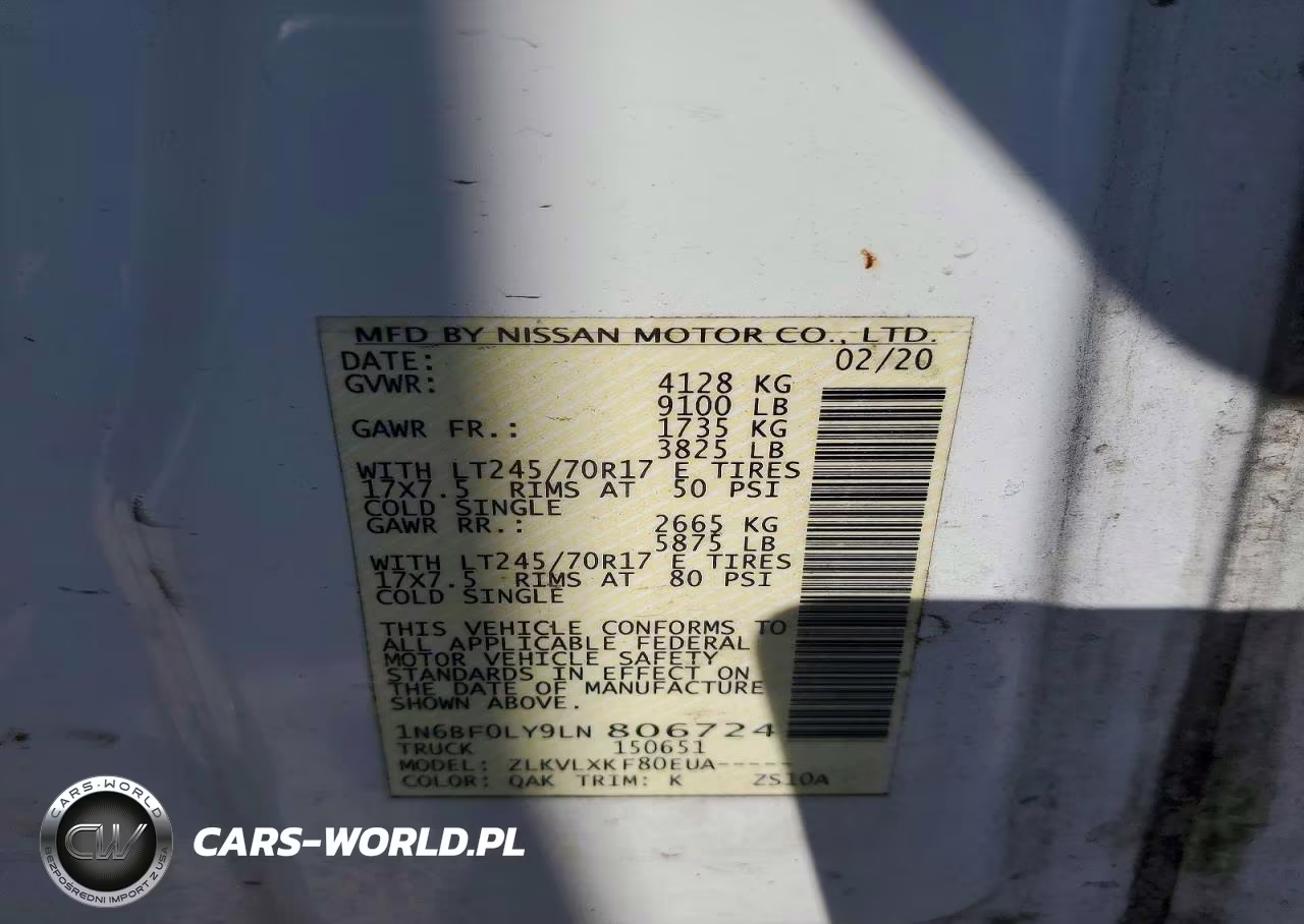 2020 Nissan Nv 2500 Hd Sv VIN:1N6BF0LY9LN806724 - 12