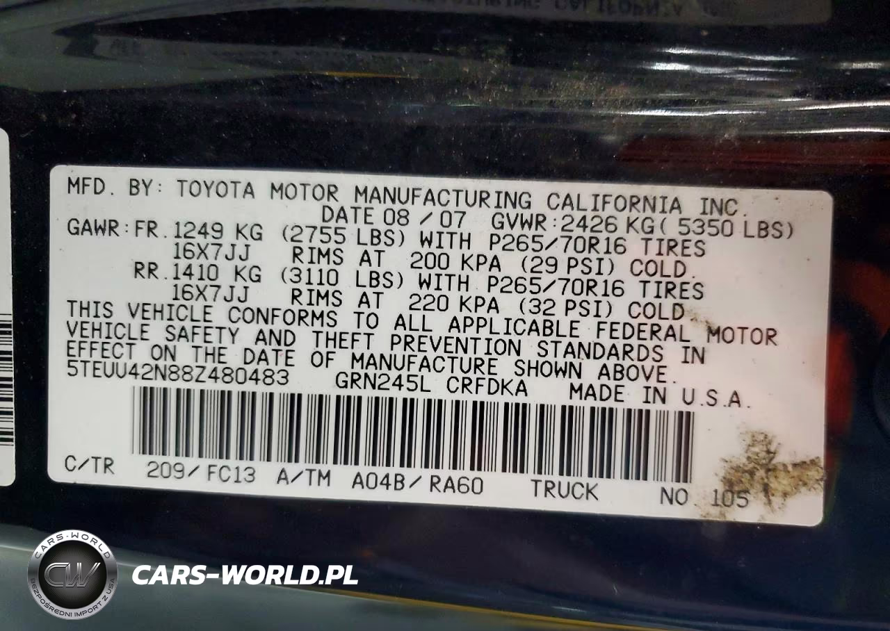 2008 Toyota Tacoma V6 VIN:5TEUU42N88Z480483 - 12