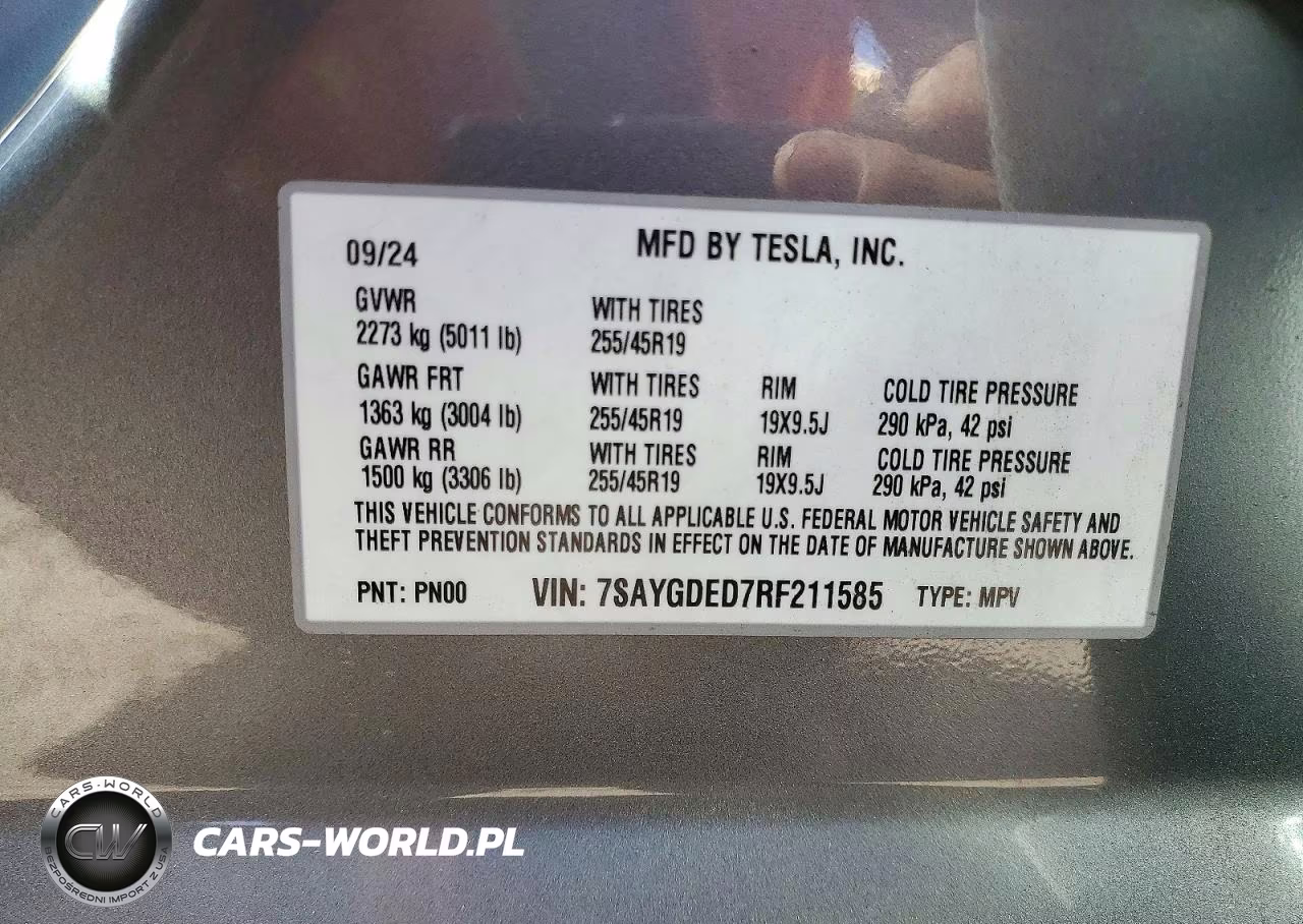 2024 Tesla Model Y VIN:7SAYGDED7RF211585 - 14