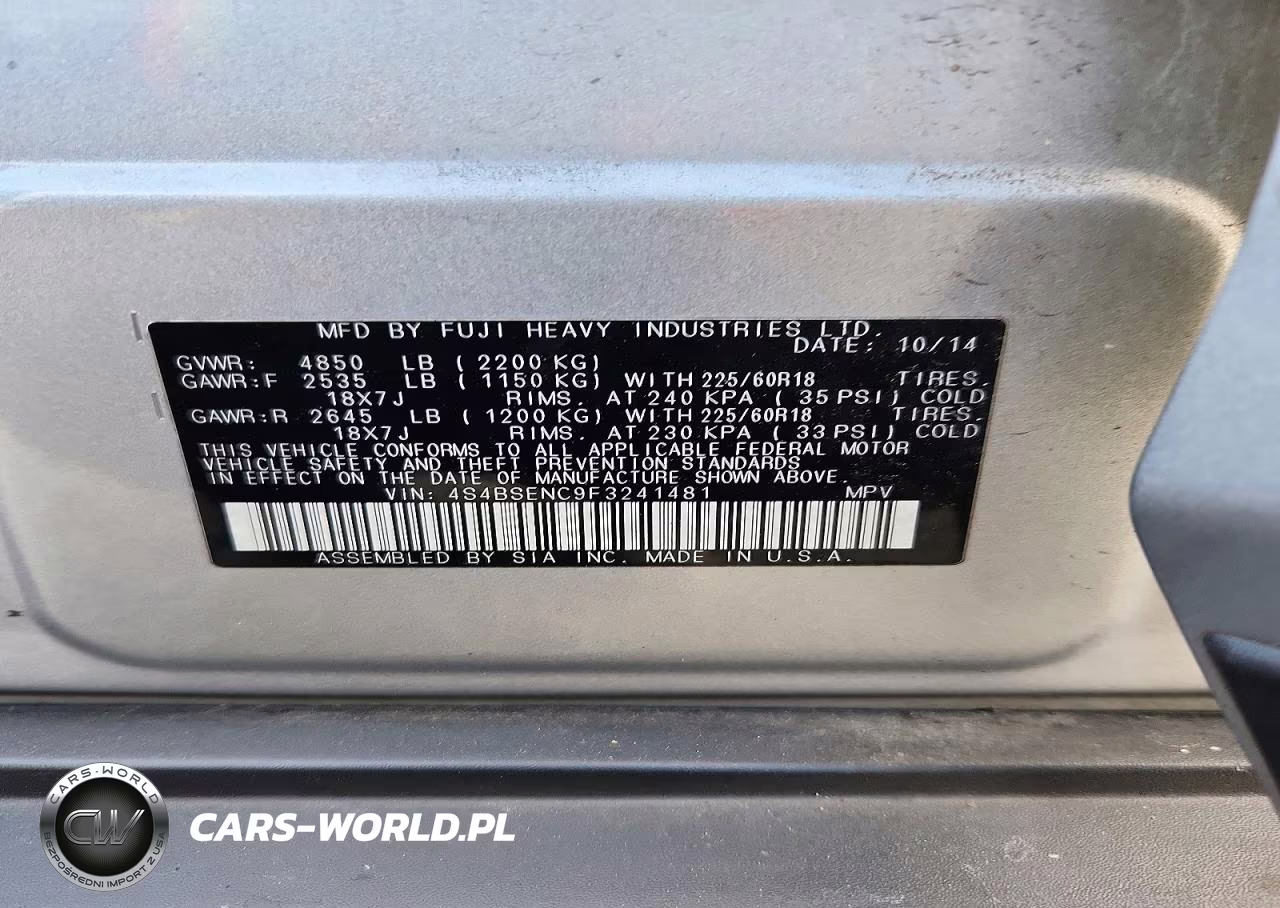 2015 Subaru Outback 3.6R Limited VIN:4S4BSENC9F3241481 - 13
