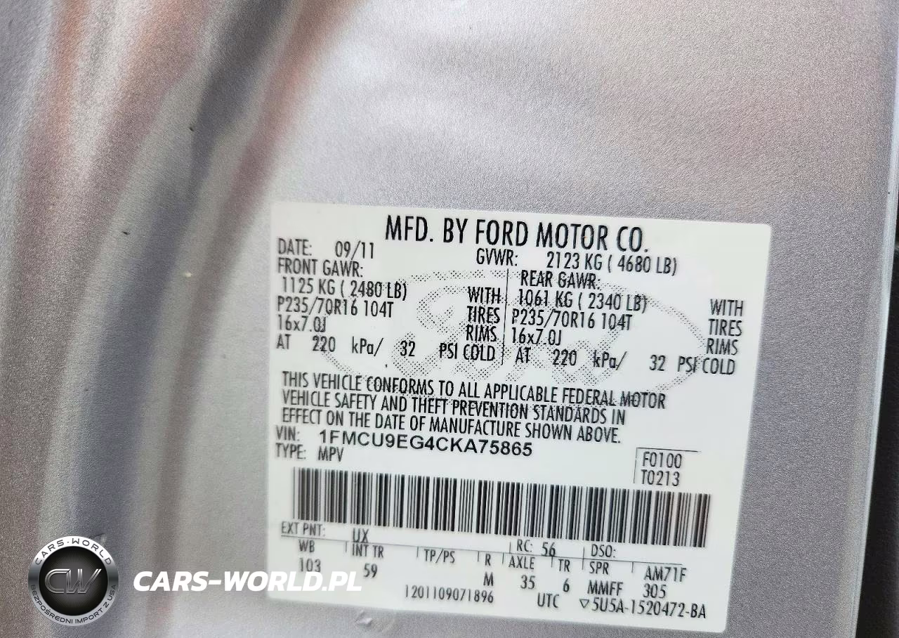 2012 Ford Escape Limited VIN:1FMCU9EG4CKA75865 - 12