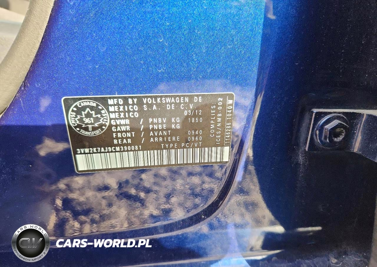2012 Volkswagen Jetta Base VIN:3VW2K7AJ9CM390081 - 12