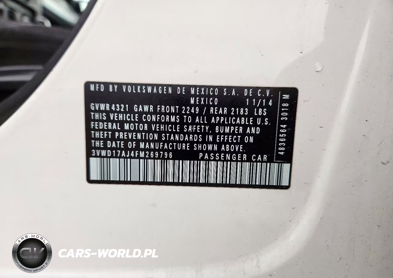2015 Volkswagen Jetta Se VIN:3VWD17AJ4FM269796 - 12