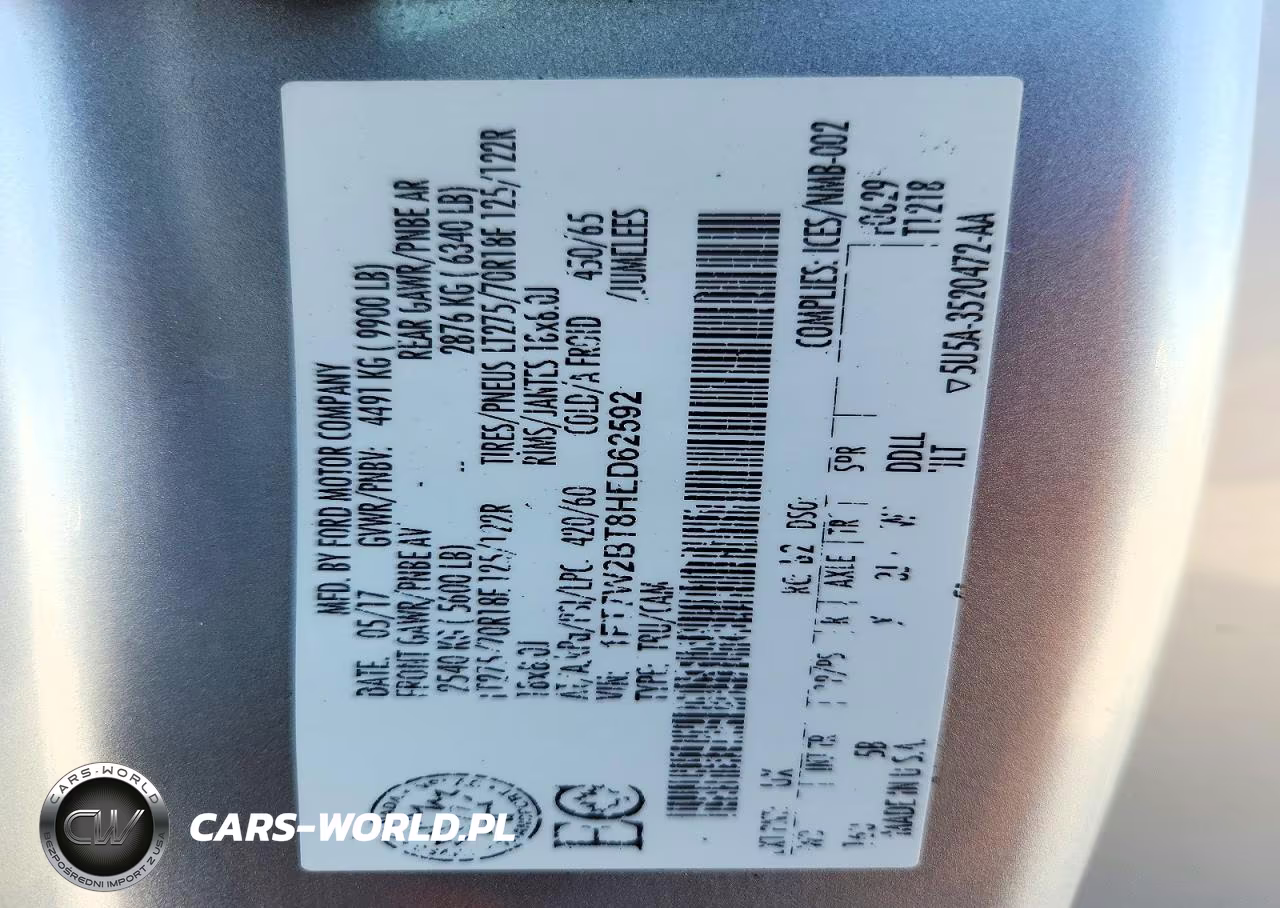 2017 Ford F250 Super Duty VIN:1FT7W2BT8HED62592 - 13