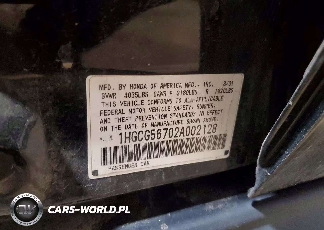 2002 Honda Accord Se VIN:1HGCG56702A002128 - 12