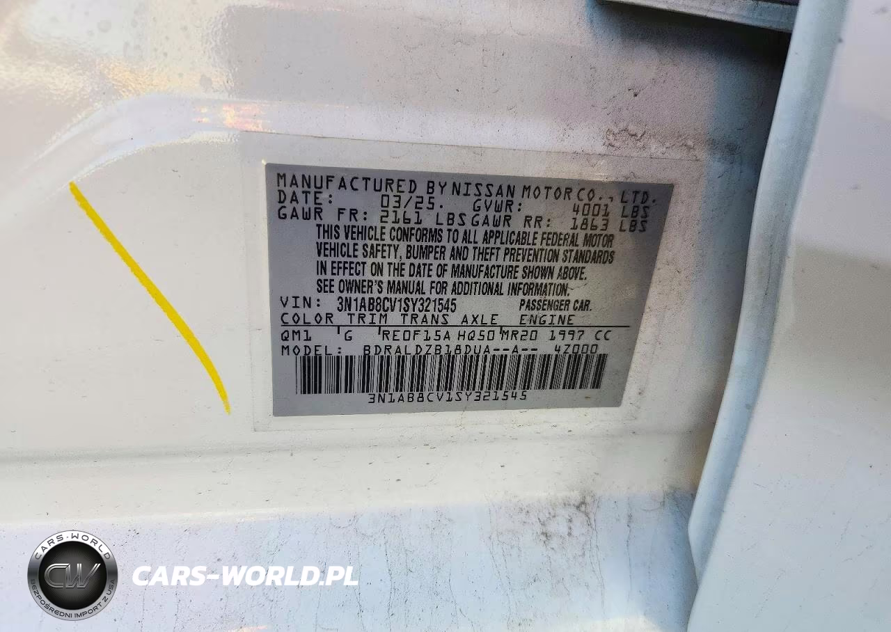 2025 Nissan Sentra Sv VIN:3N1AB8CV1SY321545 - 13