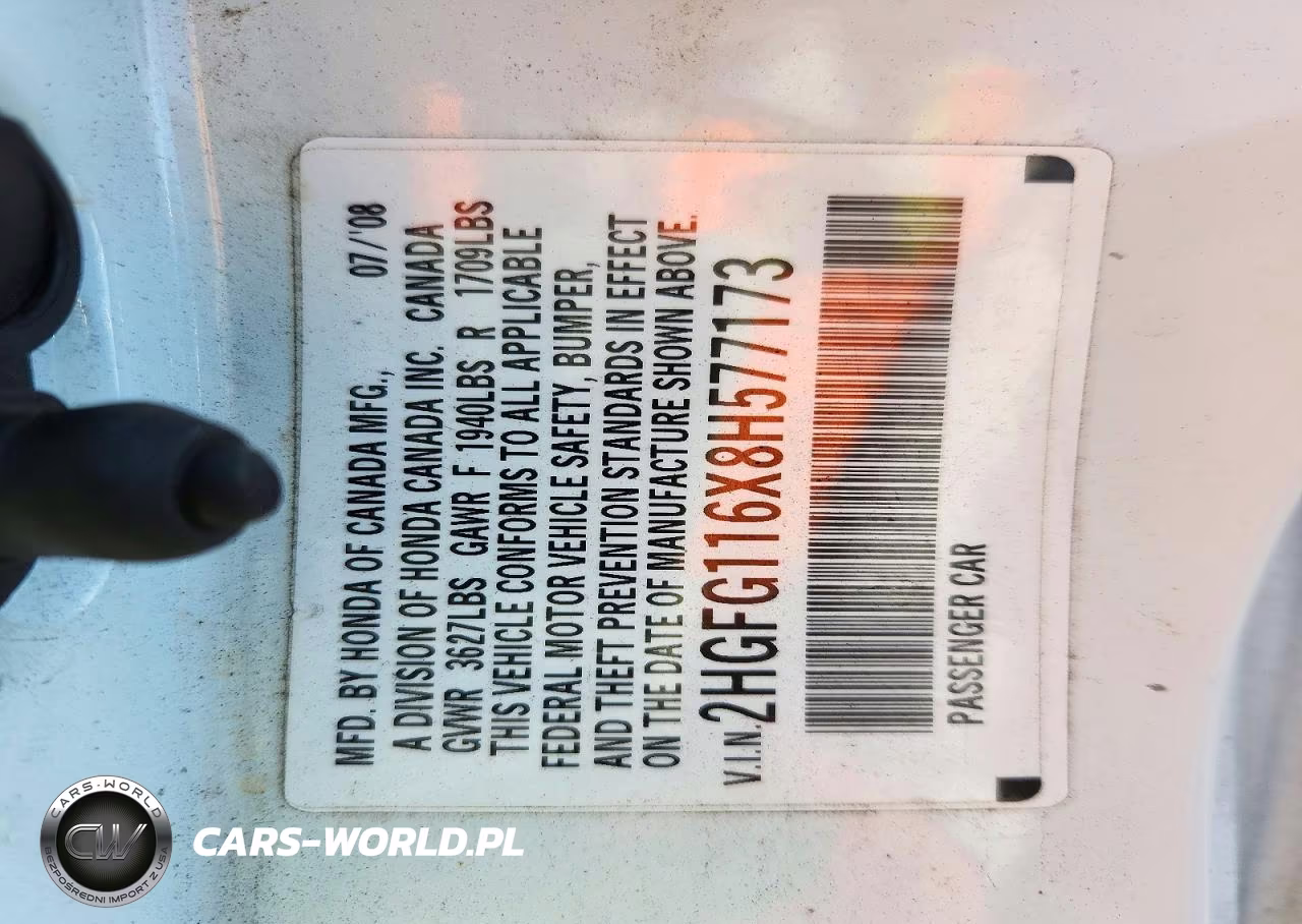 2008 Honda Civic Lx VIN:2HGFG116X8H577173 - 12