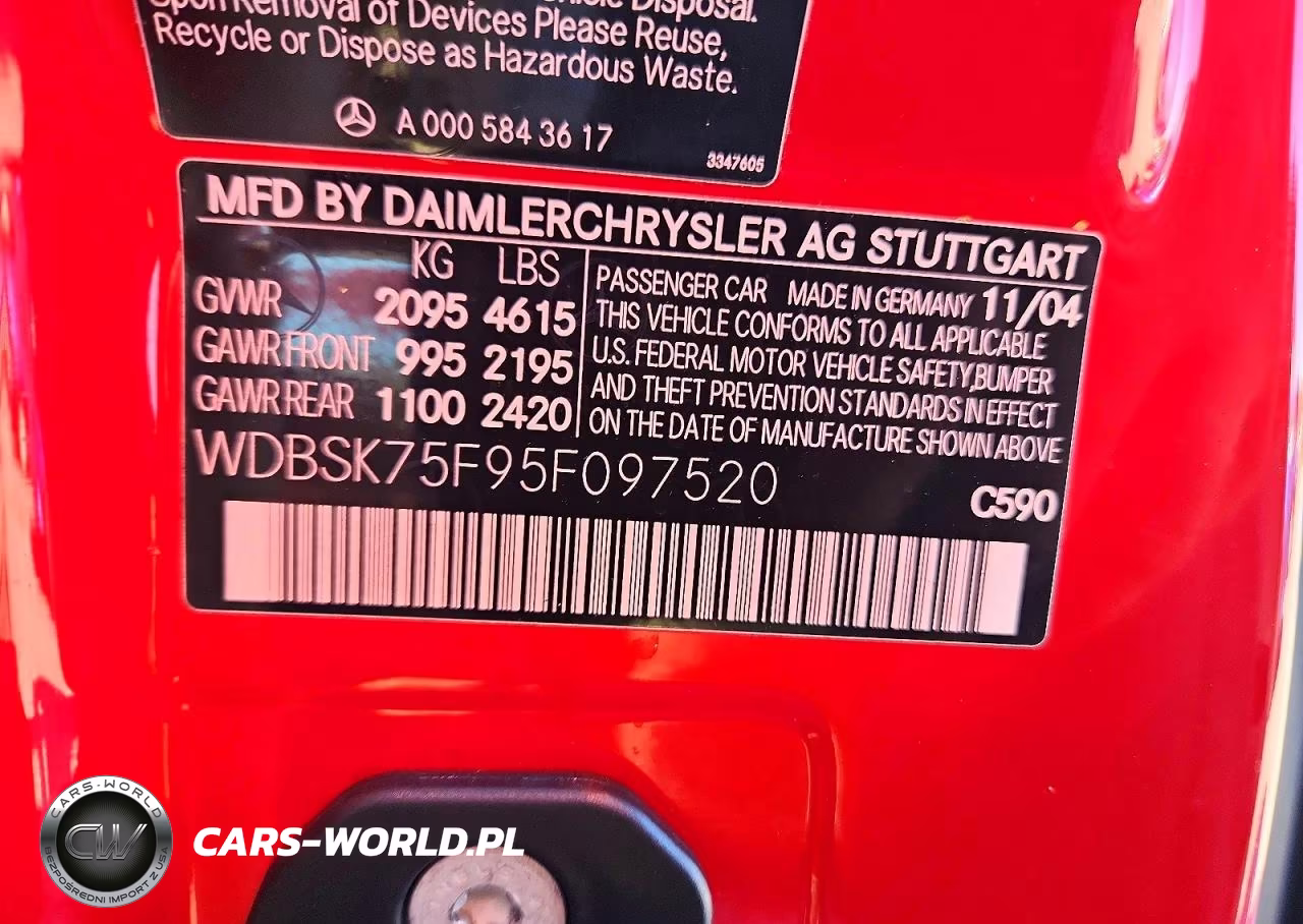 2005 Mercedes-Benz Sl 500 VIN:WDBSK75F95F097520 - 12