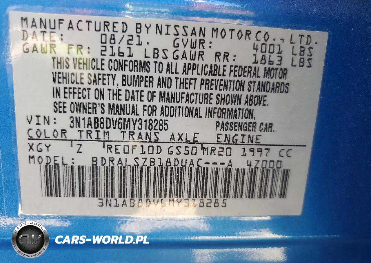 2021 Nissan Sentra Sr VIN:3N1AB8DV6MY318285 - 12