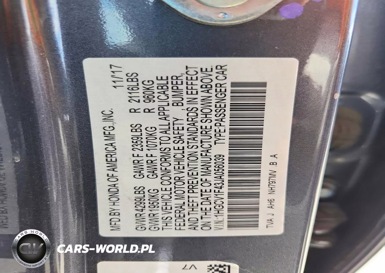 2018 Honda Accord Ex VIN:1HGCV1F43JA056039 - 12