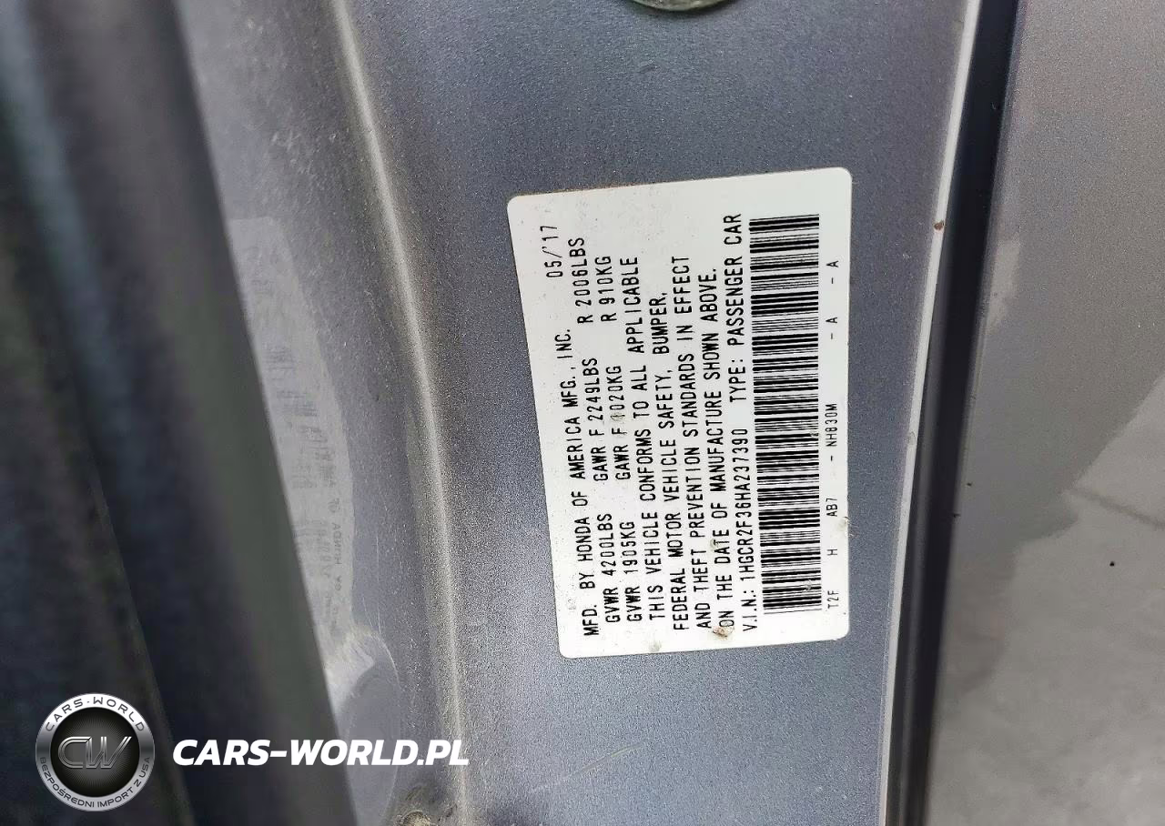 2017 Honda Accord Lx VIN:1HGCR2F36HA237390 - 12
