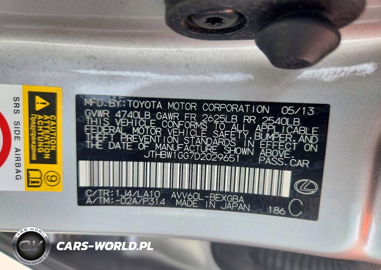 2013 Lexus Es 300H VIN:JTHBW1GG7D2029651 - 12