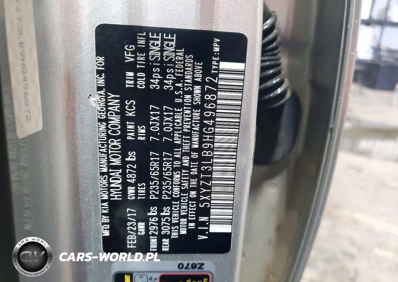 2017 Hyundai Santa Fe Sport 2.4L VIN:5XYZT3LB9HG496872 - 12