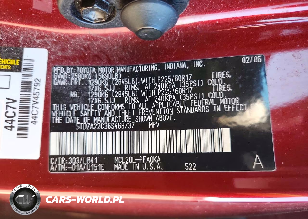2006 Toyota Sienna Xle 5D Wagon VIN:5TDZA22C36S468737 - 13