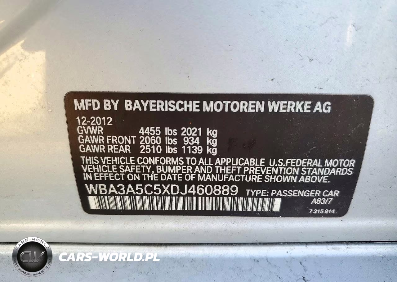 2013 BMW 328 I VIN:WBA3A5C5XDJ460889 - 12