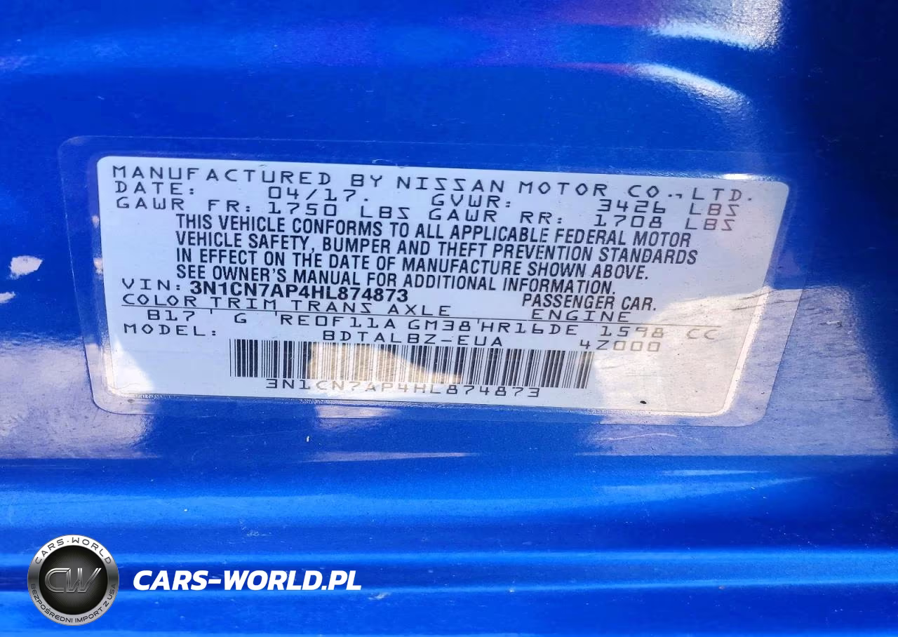 2017 Nissan Versa 1.6 Sv VIN:3N1CN7AP4HL874873 - 12