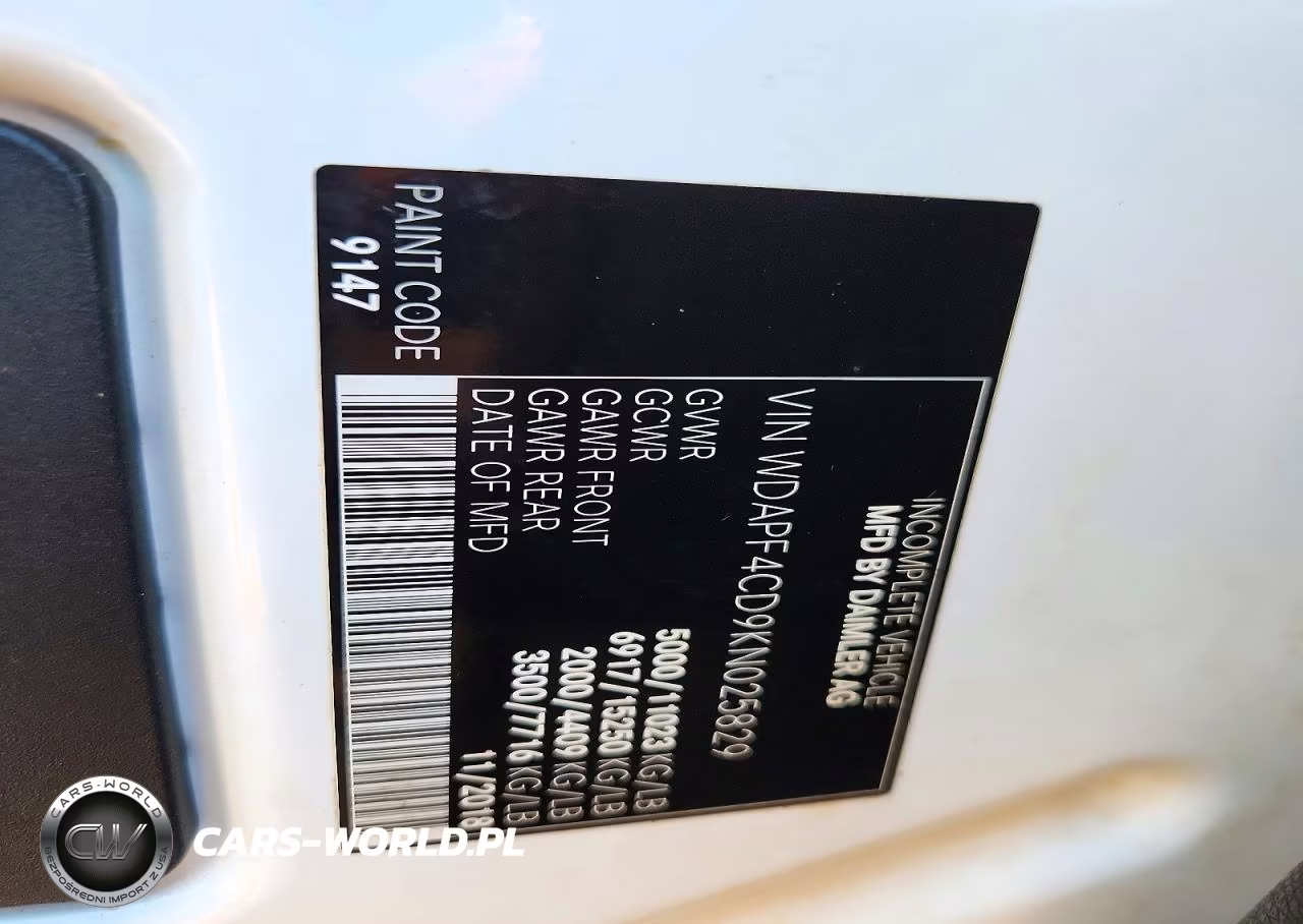 2019 Mercedes-Benz Sprinter 3500-4500 VIN:WDAPF4CD9KN025829 - 12