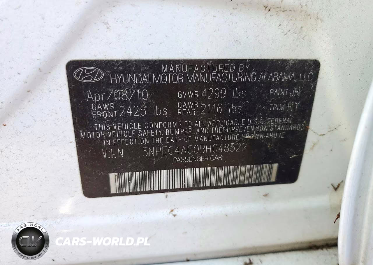 2011 Hyundai Sonata Se VIN:5NPEC4AC0BH048522 - 12