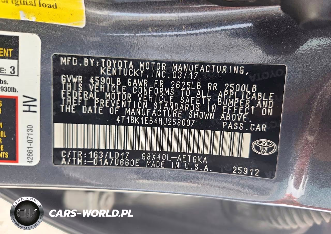 2017 Toyota Avalon Xle VIN:4T1BK1EB4HU258007 - 12