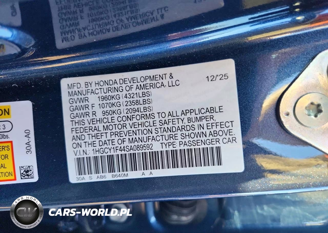 2025 Honda Accord Se VIN:1HGCY1F44SA089592 - 12